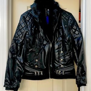 Brand New Mens Black Faux Leather Rocker Jacket Size Medium